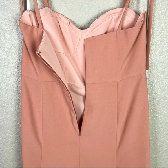 Dessy Collection NWOT Bustier Crepe Midi Dress, Desert Rose 16 - Bow Straps - Picture 8 of 12